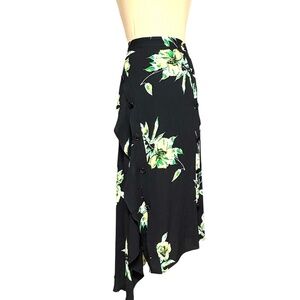 skirt Proenza Schouler XS/S black floral silk fitted asymmetrical light lining